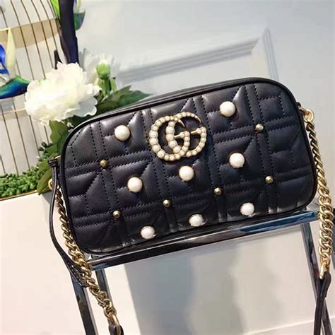 gucci 447632 pearl|gucci black bag with pearls.